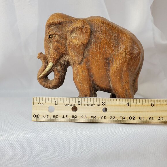 Vintage 1940-1950 Hand Carved Sirocco Wood Composite Elephant Family Figurines - Picture 8 of 16